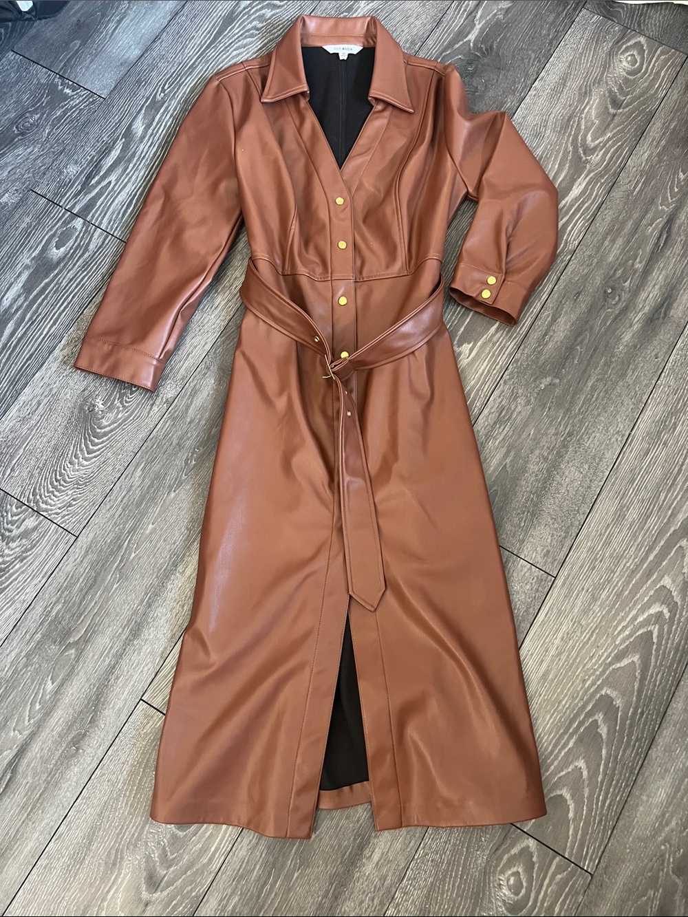 Steve Madden Brown Faux Leather Collar Jacket - Picture 1 of 4